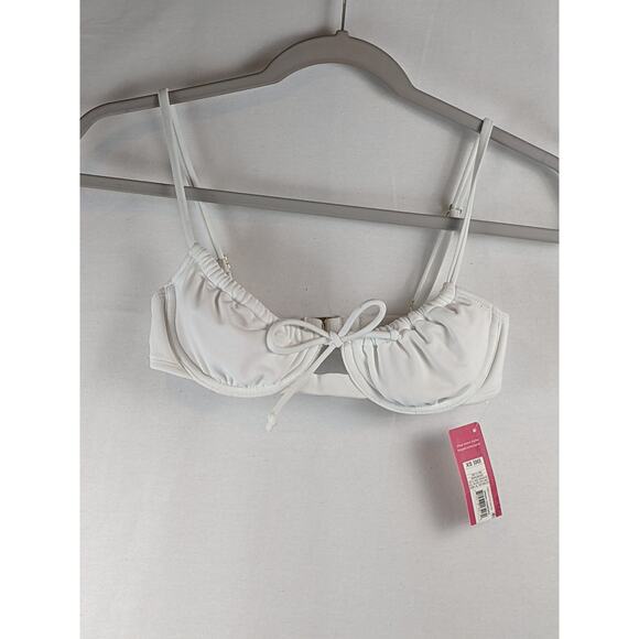 Xhilaratin Shirred Underwire Bikini Top Swimsuit White XS Keyhole Opening Front - Picture 5 of 6